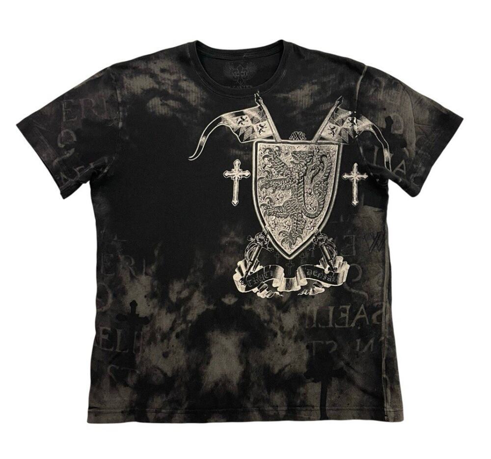 Xzavier Shirt Mens Large Black Cross Crest Shield Lion Swords AXR Jessie Pinkman